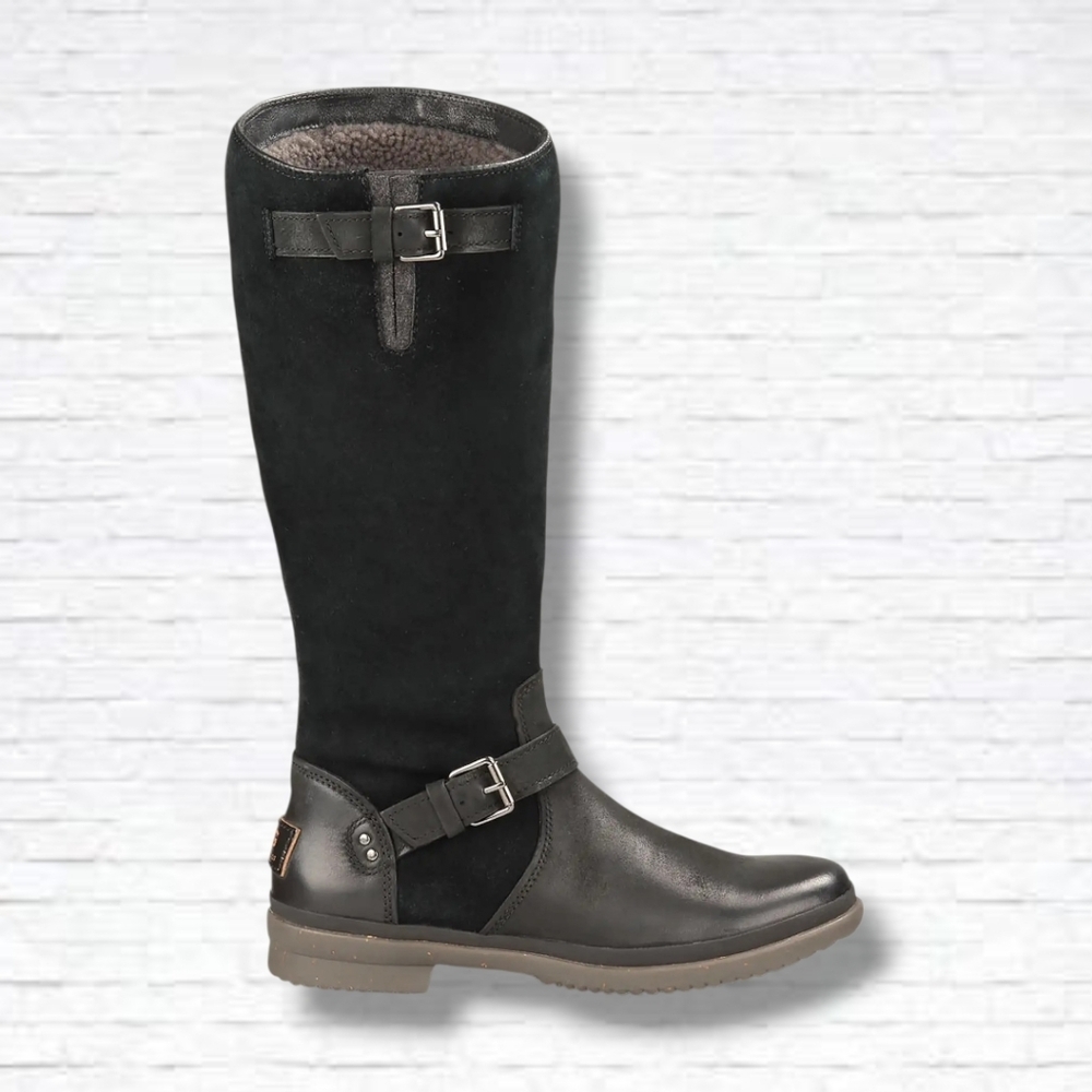 UGG Thomsen Black Suede Tall Riding Boots Size 9